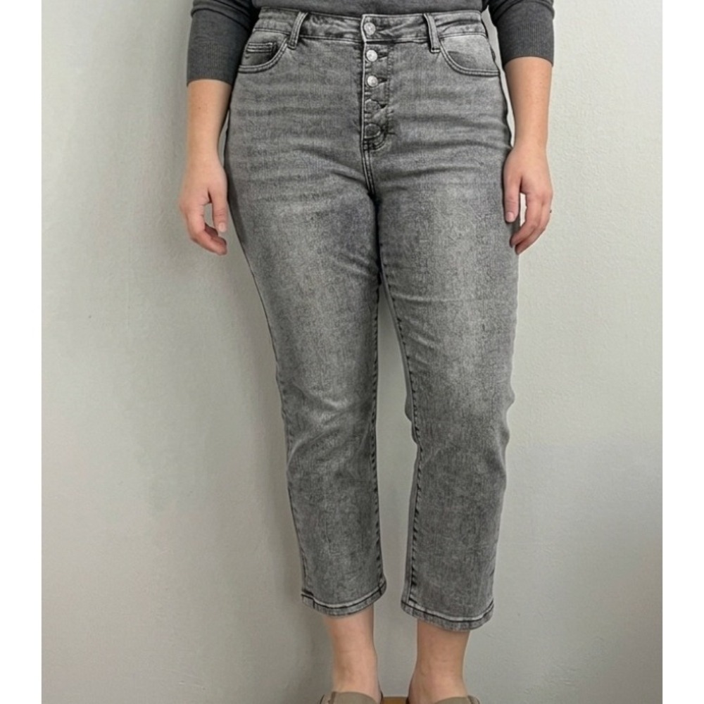 Judy‎ Blue Grey High Waist Button Fly Skinny Jeans JB78110 GR Womens 15/32